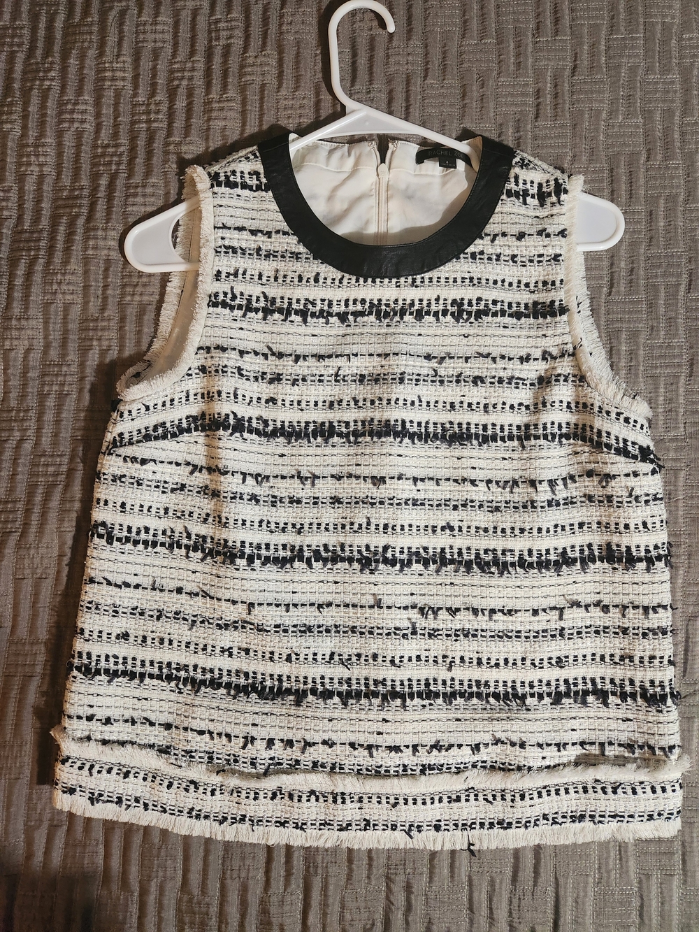 Rachel Zoe Sleeveless Tweed Shell Top in Black and White